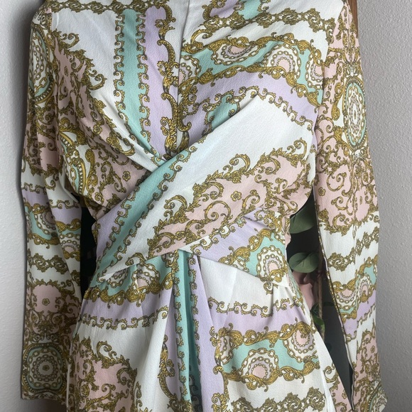 PASTEL SCARF PRINT TWIST FRONT ROMPER Size 4 NWT - Picture 10 of 12